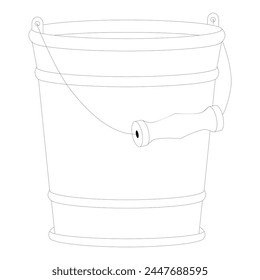 Hand drawn. Flat vector illustration. Bucket empty Vector.  Eps 10. 