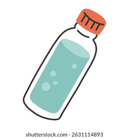 Hand drawn flat vector water bottle drawing Isolated on white background. Simple design element.
