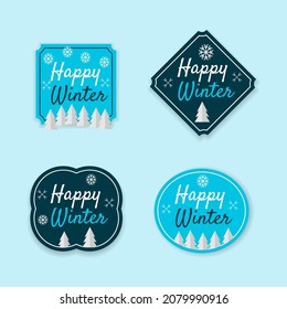 Hand drawn flat winter labels collection. - Vector.