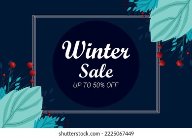 Hand drawn flat winter sale banner vector illustration