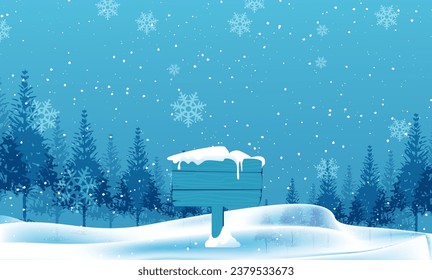 Hand drawn flat winter season landscape illustration