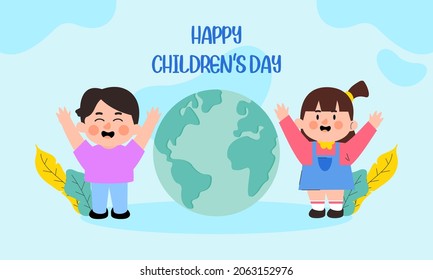Handgezeichnete flache Kindertageshintergrund