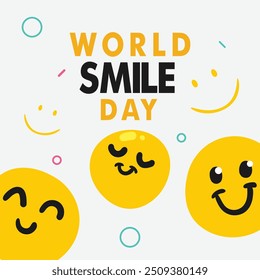 Dia do sorriso do mundo plano desenhado à mão