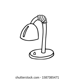 A hand drawn flexible table lamp. Vector illustration isolated on white background. Doodle sketch style, outline.