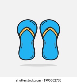Hand drawn flip flops icon Design Template. vector sketch doodle illustration isolated on white background. Summer vacation and leisure symbol.