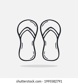 Hand drawn flip flops icon Design Template. vector sketch doodle illustration isolated on white background. Summer vacation and leisure symbol. Perfect For coloring books and stickers.