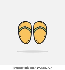 Hand drawn flip flops icon Design Template. vector sketch doodle illustration isolated on white background. Summer vacation and leisure symbol.