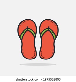 Hand drawn flip flops icon Design Template. vector sketch doodle illustration isolated on white background. Summer vacation and leisure symbol.