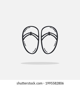 Hand drawn flip flops icon Design Template. vector sketch doodle illustration isolated on white background. Summer vacation and leisure symbol. Perfect For coloring books and stickers.