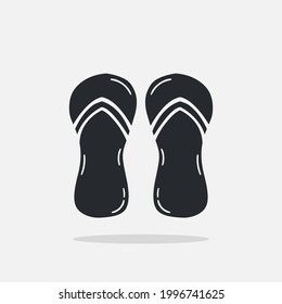 Hand drawn flip flops icon Design Template. Illustration vector graphic. doodle flip flops black glyph style isolated on white background. Summer vacation and leisure symbol.