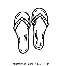Hand drawn Flip Flops isolated on a white. Vector illustration.