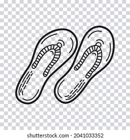 Hand drawn Flip Flops isolated on transparent background. Vector illustration.