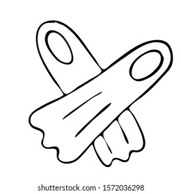 Hand drawn flippers vector illustration on white background.