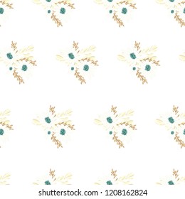 Hand drawn flora pattern. Illustration paradise flowers on white background
