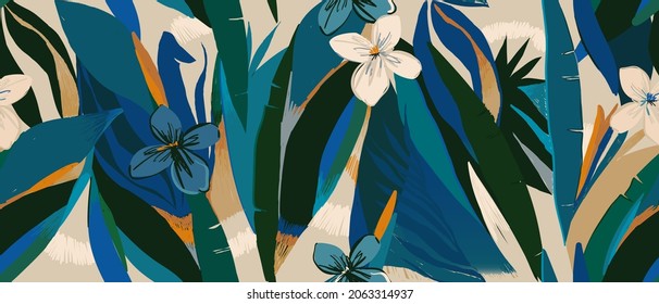 Hand drawn floral abstract print. Creative collage seamless pattern. Fashionable template for design. స్టాక్ వెక్టార్