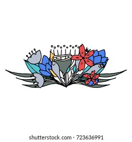 Hand drawn floral arrangement. Vector floral bouquet.