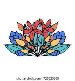 Hand drawn floral arrangement. Vector floral bouquet.