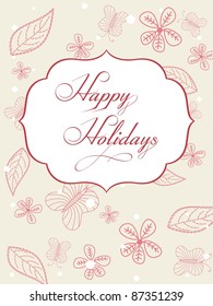 hand drawn floral artwork composition vector for happy holidays