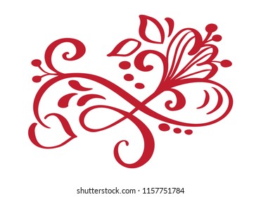 Hand Drawn Floral Autumn Design Elements isolated on white background for retro design. Vector calligraphy and lettering illustration