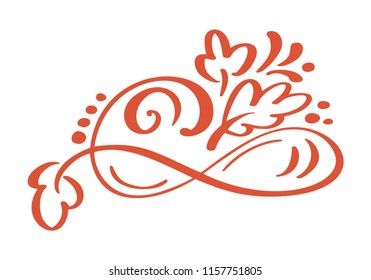 Hand Drawn Floral Autumn Design Elements isolated on white background for retro design. Vector calligraphy and lettering illustration