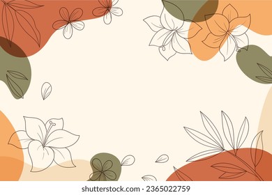 hand drawn floral background. Abstract art background vector. Luxury minimal style wallpaper. art flower and botanical leaves. floral background for banner, poster, packaging. Vector Illustration.