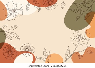 hand drawn floral background. Abstract art background vector. Luxury minimal style wallpaper. art flower and botanical leaves. floral background for banner, poster, packaging. Vector Illustration.