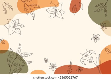 hand drawn floral background. Abstract art background vector. Luxury minimal style wallpaper. art flower and botanical leaves. floral background for banner, poster, packaging. Vector Illustration.
