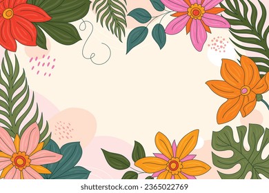 hand drawn floral background. Abstract art background vector. Luxury minimal style wallpaper. art flower and botanical leaves. floral background for banner, poster, packaging. Vector Illustration.