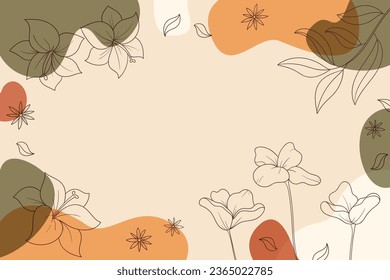 hand drawn floral background. Abstract art background vector. Luxury minimal style wallpaper. art flower and botanical leaves. floral background for banner, poster, packaging. Vector Illustration.
