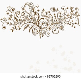 Hand Drawn floral background, beautiful vector illustration