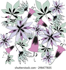 hand drawn floral background. calligraphic flowers.