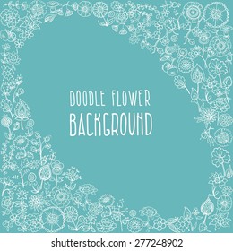 hand drawn floral background, doodle, vector illustration