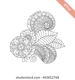 Hand drawn floral background  doodle  style. Design for cover,  bag, knapsack, notebook, datebook . Coloring book page.