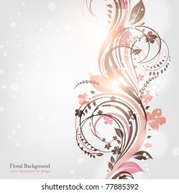 Hand Drawn floral background with flowers, greeting vector card for retro design. eps 10.