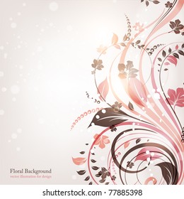 Hand Drawn floral background with flowers, greeting vector card for retro design. eps 10.