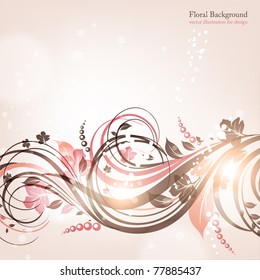 Hand Drawn floral background with flowers, greeting vector card for retro design. eps 10.