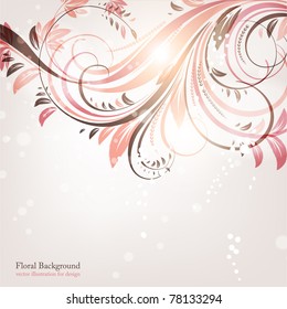 Hand Drawn floral background with flowers, greeting vector card for retro design. eps 10
