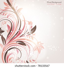 Hand Drawn floral background with flowers, greeting vector card for retro design. eps 10