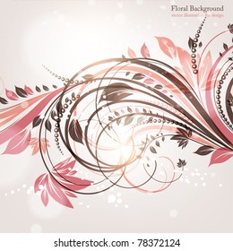 Hand Drawn floral background with flowers, greeting vector card for retro design. eps 10.