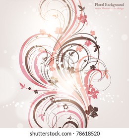 Hand Drawn floral background with flowers, greeting vector card for retro design. eps 10