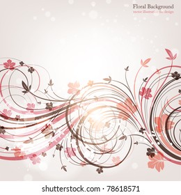 Hand Drawn floral background with flowers, greeting vector card for retro design. eps 10