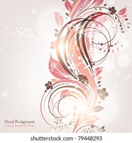 Hand Drawn floral background with flowers, greeting vector card for retro design.