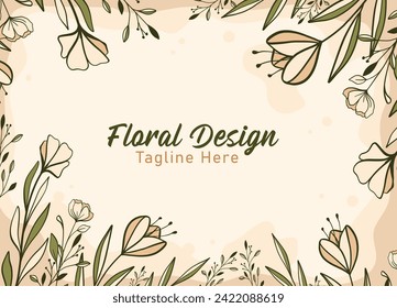 Hand drawn floral background frame with copy space