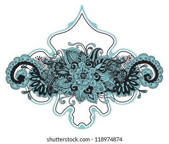 hand drawn floral background with label, illustration, vector