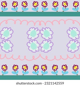 Hand drawn floral background. Multicolored. Botanical seamless pattern. Soft background, comfortable on the eyes, fashion design, fabric, textile, wallpaper, cover, web, wrap and all kinds of printing