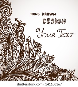 Hand Drawn floral background with  place for text