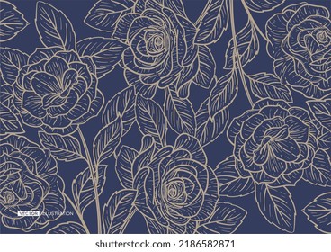 Hand drawn floral background with rose flower