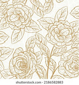 Hand Drawn Floral Background With Rose Flower