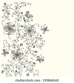 Hand drawn floral background with space for text