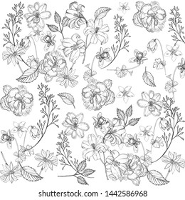 Hand drawn floral background. Vector stock.